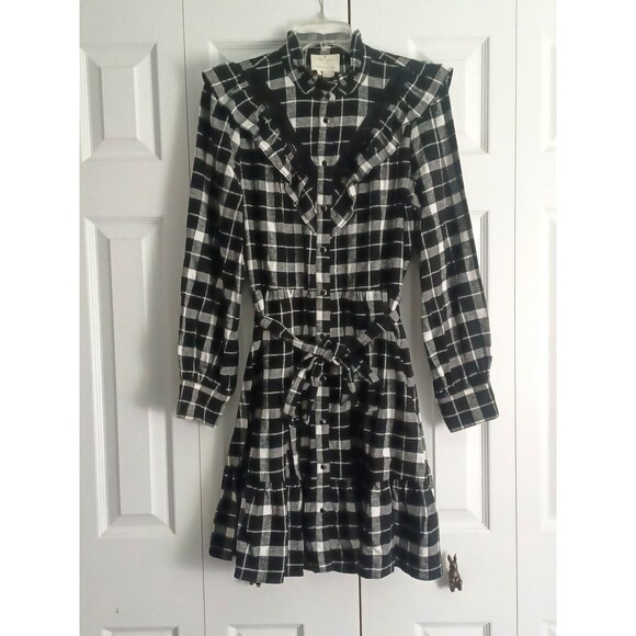 Kate Spade rustic plaid flannel dress M - Picture 3 of 10